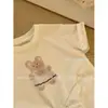 Conjunto de verano para bebé: conjunto de camiseta de manga corta con oso y pantalones de linterna infantiles de dibujos animados, holgados y ligeros