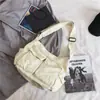 Bolso de hombro para mujer estilo workwear retro ins, bolso cruzado, bolso de lona, gran capacidad, bolso literario y casual, bolso mujer