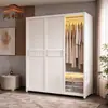 Guarda-roupa simples de porta de correr para quarto de aluguel, espessado, reforçado, combinação, novo guarda-roupa de aço, quarto de casa, resistente, durável
