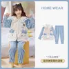 Pijama infantil otoño e invierno franela niñas lindo caricatura solapa forro polar coral niños cálido ropa de casa