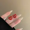 Estilo Coreano Novo Estilo Elegante Simples Vermelho Vazado Amor Brincos de Tarraxa Modernos Doces Versáteis Coração de Menina Brincos de Agulha Prateada