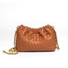 Bolsa Nuvem Estilo Chanel Bolsa de Palha Corrente Retrô Bolsa Bolinho Plissada Pequena Bola Dourada Transversal Bolsa para Celular Bolsa de Corrente Feminina