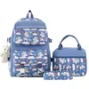 Fornecimento Transfronteiriço Mochila Fofa Estampada para Menina Bolsa Térmica para Almoço Kit com Três Peças Estudante Grande Capacidade Mochila Escolar de Desenho Animado