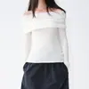 Suéter Acogedor de Punto Coreano de un Hombro para Mujer Otoño Suave Ligeramente Transparente Ceñido a la Cintura Adelgazante Off-Shoulder de Manga Larga