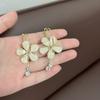 Aretes Elegantes de Moda con Círculo Redondo y Flores para Mujer, Pendientes Largos Coreanos con Colgante, Incrustados con Diamantes, Populares en Internet, Personalizados y Simples para Niña