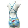 Traje de banho feminino profissional para corrida, maiô de peça única em Lycra de camada única com desenho para treinamento em piscina, traje de banho para competição estudantil