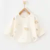 Camisa de Algodão Puro Meio Costas para Bebê Recém-Nascido, Roupa Superior Sem Costura Classe A para Bebê para Primavera e Outono, Roupa Estilo Monge para Bebês e Crianças