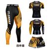 Calças justas de manga comprida de boxe Terno de treinamento de luta Terno de luta Masculino e feminino Sanda Suit Calças de fitness de secagem rápida Quatro peças