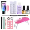 Kit de lámpara de fototerapia con pasta de cristal de 15 g, soporte sin papel, pegamento para extensión, kit de herramientas para uñas y arte de uñas transparente