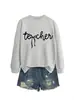 Amazon eBay sitio independiente moda casual simple versátil mujer estilo tech otoño e invierno cuello redondo manga larga sudadera