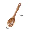 Conjunto de Colher e Garfo para Salada de Madeira de Acácia Japonesa Combinação de Madeira Maciça Colher e Garfo de Cozinha Colher de Madeira Grande Garfo de Madeira Garfo e Colher de Mexer