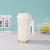 Taza Termo de Lirio del Valle Acero Inoxidable 316 Taza de Café con Revestimiento Interior de Cerámica, Gran Capacidad, Alto Valor Estético, Vaso de Agua con Popote de Regalo