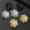 Pendientes de Clip Metálicos Exagerados de Doble Capa con Forma de Flor para Mujer, Pendientes de Zirconia Huecos Tridimensionales Vintage