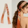 Bufanda de Seda con Cinta de Borlas para Mujer, Accesorio de Bufanda Larga, Decoración para Asa de Bolso, Pañuelo Pequeño de Seda Sarga Estilo Artístico Vintage