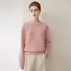 Moda otoño e invierno nueva para mujer 100% cachemira pura cálido y suave cuello redondo suéter de punto holgado agradable a la piel