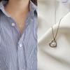 Estilo coreano S925 Sterling Silver mini Moda Personalidade da Moda All-match Coração-em forma de Amor Colar de Pérolas Colar