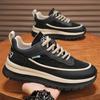Nuevos Zapatos Deportivos Casuales Otoño 2025 Zapatos de Padre de Suela Gruesa Mocasines de Cuero de Caña Baja Estilo Hong Kong Zapatos Forrest Gump para Hombre