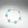 Acero Inoxidable Galvanizado Trébol de Cuatro Hojas Cielo Estrellado Concha Multicolor Concha Pulsera de Trébol de Cuatro Hojas Lujo Ligero Moda de Nicho Pulsera