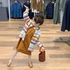 Roupa Infantil Estilo Coreano 2026 Outono Novo Estilo Cardigã Tricotado Colorido Bordado Retrô para Meninas Vestido de Manga Longa Conjunto de Duas Peças