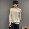Suéter de cuello redondo y manga larga para hombre, camisa de punto ligera para otoño e invierno, top básico versátil de color liso de corte holgado estilo americano, camiseta casual