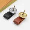 Manija de Cuero para Puerta de Gabinete y Cajón Manija de Tirador de Cuero de un Solo Agujero Manija de Cuero de Aleación de Zinc Dorada para Gabinetes de Ropa y Zapatos Manija de Mueble