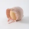 Gorro de Bebé Estilo Primavera y Otoño con Ribete de Encaje Gorro de Princesa Dulce y Lindo para Bebé Niña Algodón Puro con Cordones Gorro Cortavientos con Protección para las Orejas