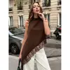Camisa de Encaje sin Mangas de Verano con Temperamento, Ajustada, Versátil, Estilo Nuevo Transfronterizo Europeo y Americano para Mujer