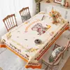 Mantel Estilo Étnico, Impermeable, Resistente al Aceite, Lavable, Resistente al Calor, Bordado de Animales de Dibujos Animados, Arte Textil, Lujo Ligero, Mantel de Mesa de Comedor de Gama Alta