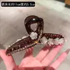 Pinza para el pelo de flor de rosa coreana con adornos de diamantes de lujo ligero para cabello fino, Pinza para el pelo completa con un toque de alta gama, Nuevo estilo de pinza de tiburón, Accesorio para el cabello para mujer
