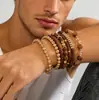 Pulsera Amazon de estilo étnico en capas vintage, única y creativa, pulsera de cuentas con degradado de cristal multicolor versátil