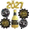 Set de Globos de Año Nuevo 'Hola 2027' de Una Pieza, Botella de Vino, Globos de Papel de Aluminio de Estrella de Cinco Puntas, Decoraciones para Fiesta de Año Nuevo