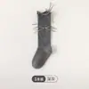 Meias Novas de Inverno e Outono para Crianças Meias Fofas com Babados ins Tendência Menina Algodão Cor Sólida Meias de Cano Médio com Laço de Fita