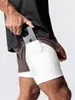 Pantalones Cortos de Doble Capa para Fitness y Deportes, Pantalones Cortos de Baloncesto de Cinco Puntos para Hombre, Deportivos Elásticos de Nailon de Secado Rápido para Entrenamiento de Running para Hombre