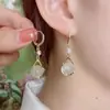 Brincos Banhados a Prata 925, Novos Brincos de Pedra Gato, Design Doce, Pingente Gota d'Água, Brincos Longos, Brincos da Moda