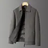 Chaqueta de lana de doble cara para hombre de otoño e invierno, estilo business casual, chaleco de plumón desmontable, cuello de solapa, abrigo de lana con cremallera