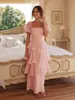 Ropa de mujer de estilo europeo y americano de Amazon transfronteriza, nueva moda, Joker, estilo puro, color liso, vestido con manga abullonada, falda de pastel