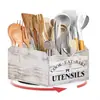 Caja de Almacenamiento de Cubiertos de Madera Retro Transfronteriza Organizador Giratorio Compartimentado de Utensilios de Cocina Hogar Almacenamiento de Cuchillos, Tenedores, Palillos, Cucharas