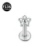 Tachuelas para Labio, Aretes, Tachuelas para Cartílago de Oreja, Joyería para Piercings Corporales, de Aleación de Titanio F136, con Incrustaciones de Zirconia, con Forma de Flor Grande y Pequeña, Roscados Internamente