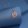 Colar em Prata 925 com Zircônia Incrustada em Formato de Coração para Mulheres Luxo Acessível Europeu e Americano Design de Nicho Corrente para Clavícula com Pingente de Golfinho de Alta Qualidade