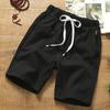 Shorts de Linho de Algodão Masculino Verão Esportivo Casual Calças Masculinas Cor Sólida Versátil Soltas Calças de Praia Finas Grandes