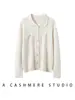 Cardigã de Crochê Cashmere Resistente para Mulheres 2026, Novo Gola POLO, Abotoamento Simples, Suéter Quente de Tricô, Peça Versátil