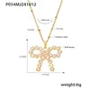 Collar para Clavícula Rueda de la Fortuna Lazo Conchas Shijia Perlas Circonita Acero de Titanio Chapado Eléctrico PVD Oro Real Joyería que No se Desvanece para Mujeres