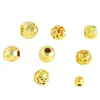 Cuentas de Bordado en Forma de Moneda, Cuentas Espaciadoras para Manualidades, Cuentas de Balón Huecas Doradas con Agujero Pasante, Cuentas de Pulsera Chapadas en Cobre Dorado, Cuentas Sueltas al por Mayor