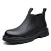 Botas Chelsea Masculinas Tubo Fumaça Estilo Britânico Botas Masculinas de Couro de Cano Alto Outono e Inverno com forro de lã Botas Martin Quentes Masculinas Cabelo de Uma Peça