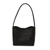 Bolso de hombro tejido transfronterizo para mujer, nuevo modelo 2026, gran capacidad, bolso de mano versátil para ir al trabajo, bolso tipo cubo de alta gama, moderno