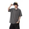 Camisa tipo polo de dos piezas falsas de alta resistencia estilo americano para hombre, diseño de verano, elegante camiseta con cuello camisero, top de manga corta de alta resistencia