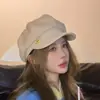 Gorros de otoño e invierno, color liso, estilo artístico, gorra octagonal versátil para mujer, adecuada para cabezas grandes, hace que la cara se vea más pequeña, boina de moda, gorra de vendedor de periódicos