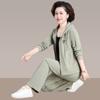 Conjunto de Ropa Deportiva de Primavera y Otoño para Mamá 2026 Nuevo Estilo Top con Aspecto Elegante, Conjunto de Dos Piezas con Chaqueta para Mujeres de Mediana Edad y Mayores