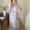 Novo pijama floral chinês de manga comprida, camisola de algodão e seda feminina, primavera e verão, solto, estilo chinês, algodão e seda, verão, roupas de casa plus size