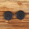 Botones de Cuerno de Búfalo Negros de Alta Gama con Borde Ancho, Textura Natural, Abrigo de Lana Mate, Chaqueta, Botones de Cuerno de Cuatro Ojales